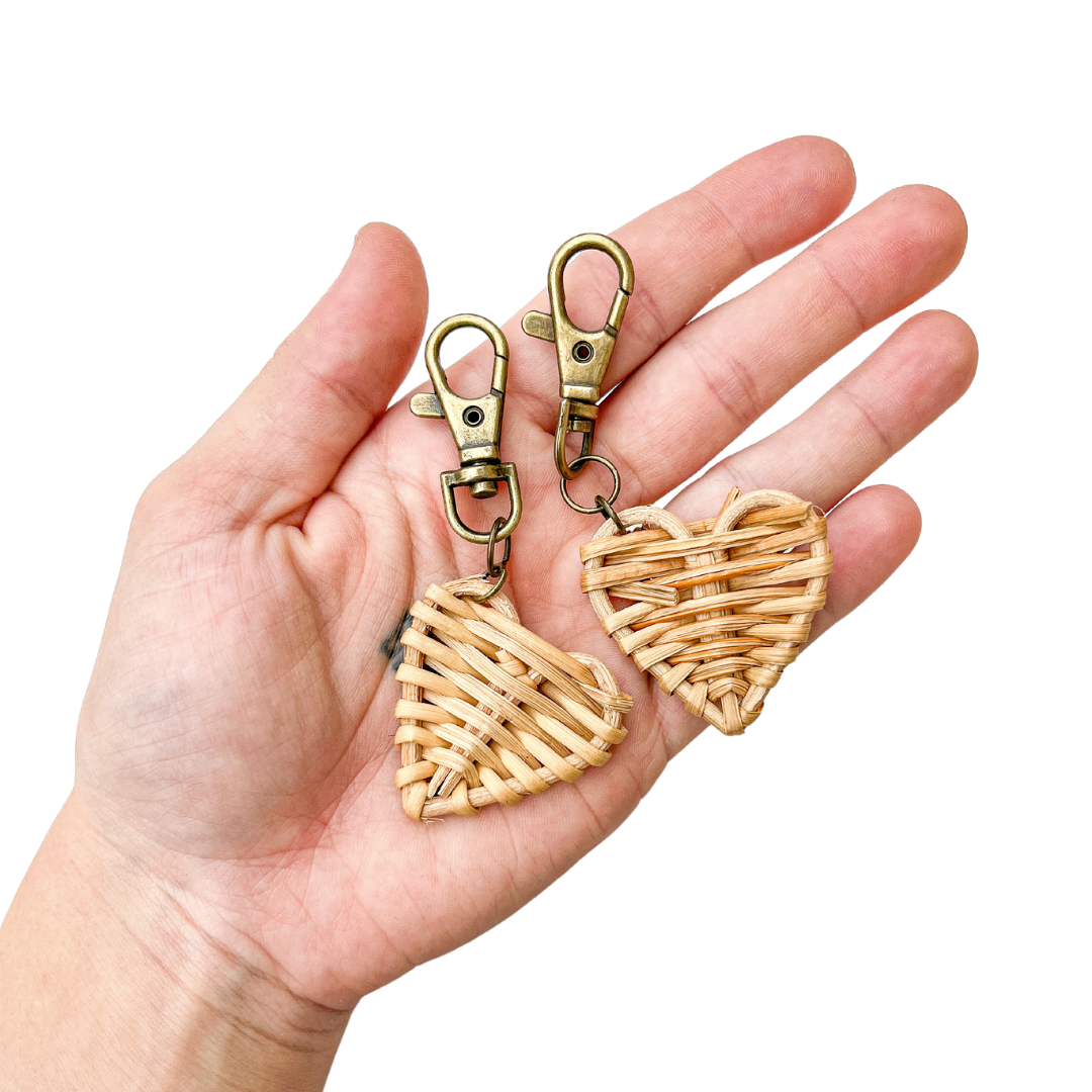 Rattan Heart Keychain