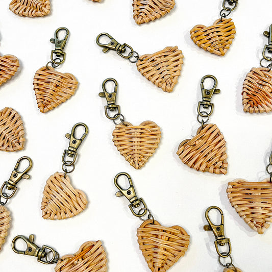 Rattan Heart Keychain